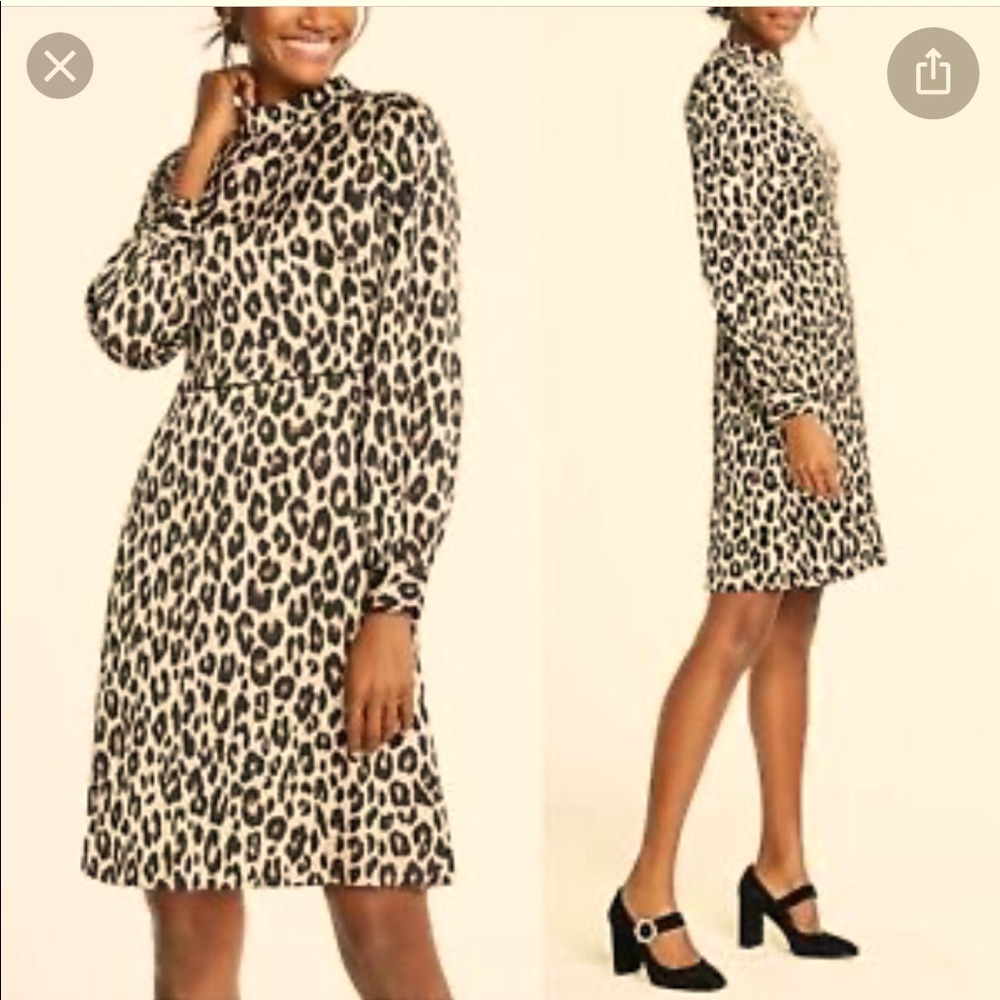 Ann Taylor long sleeve mock neck leopard print dress